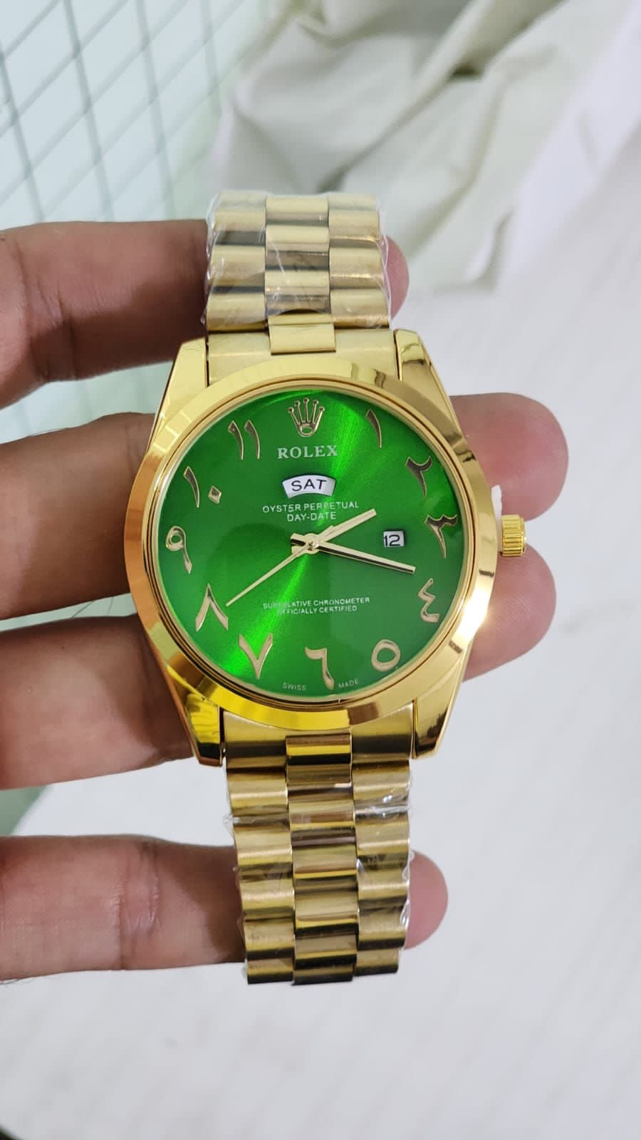 Lor Gold Chain Green Dial Day Date Men Watch 901346