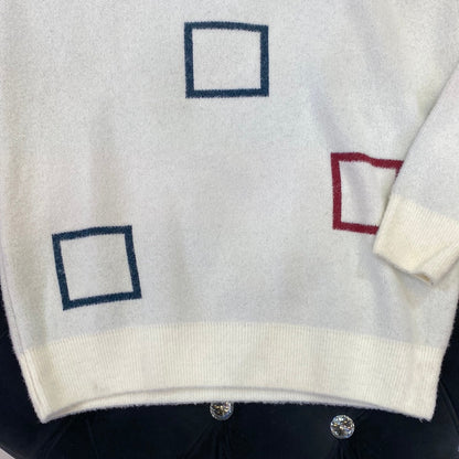 White ZR Soft Square Design Sweater for Men Unisex 9110