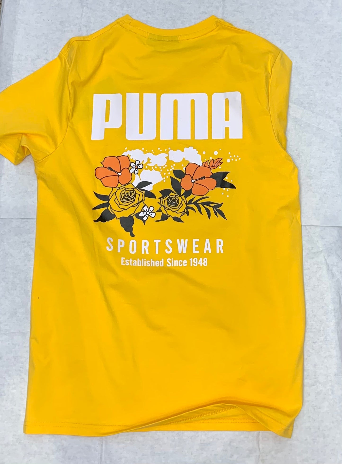 MUP Yellow Colour With Back Floral Print Half Sleeve Tshirt 50113