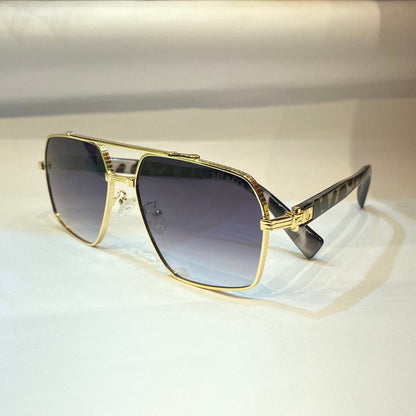 Lab Gold Leopard Print Frame Black Shade Sunglass 2A578 5616-140