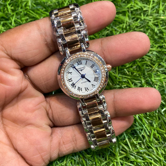 Silver Copper Chain Copper Stud Ring White Dial 401261