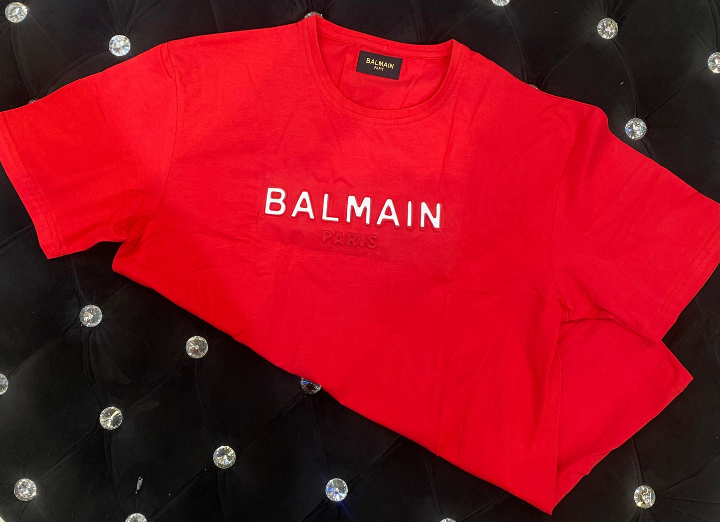 LAB Red Colour With Lab Print Lycra Fabric TShirt 123452