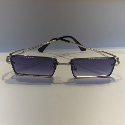 Cug Silver Black Frame Blue Shade Unisex Sunglass 2A107