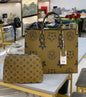 VAL LOU VL UOL Brown Olive Green Colour VL Print Imported Ladies Tote Bag 9387
