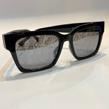 MIJ Black Frame Black Shade Printed Glass Unisex Branded Sunglasses 8769 52 19-143