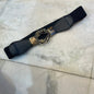 Fancy Belt Gold Black Buckle Design Women Belt 1609