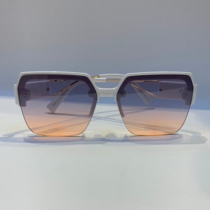 Cug White Gold Frame Purple Peach Shade Sunglass P003 C3 52 18-139