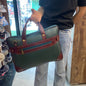 Green Maroon Colour Zipper Genuine Leather Laptop Bag 4204