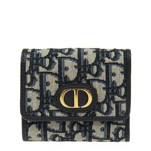 OID Black Colour Gold Logo Buckle Genuine Leather Three Fold Small Ladies Clutch 1009101