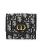 OID Black Colour Gold Logo Buckle Genuine Leather Three Fold Small Ladies Clutch 1009101