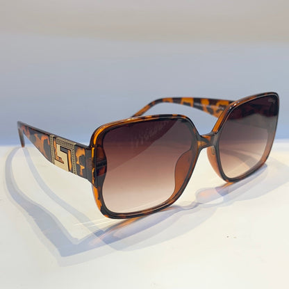 REV Leopard Frame Brown Shade Unisex Sunglass W9019 61 17-148