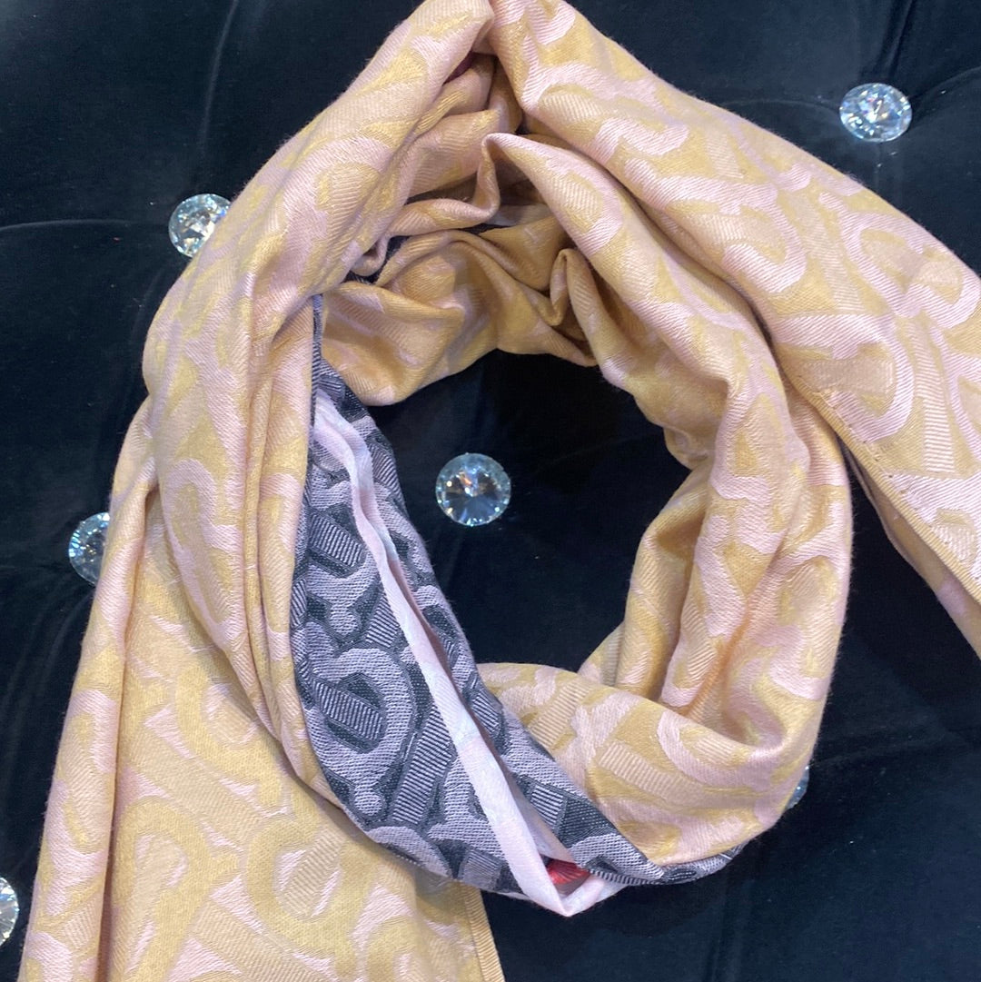 RUB Cream Peach Colour RUB Bur Print Heavy Quality Muffler  9350