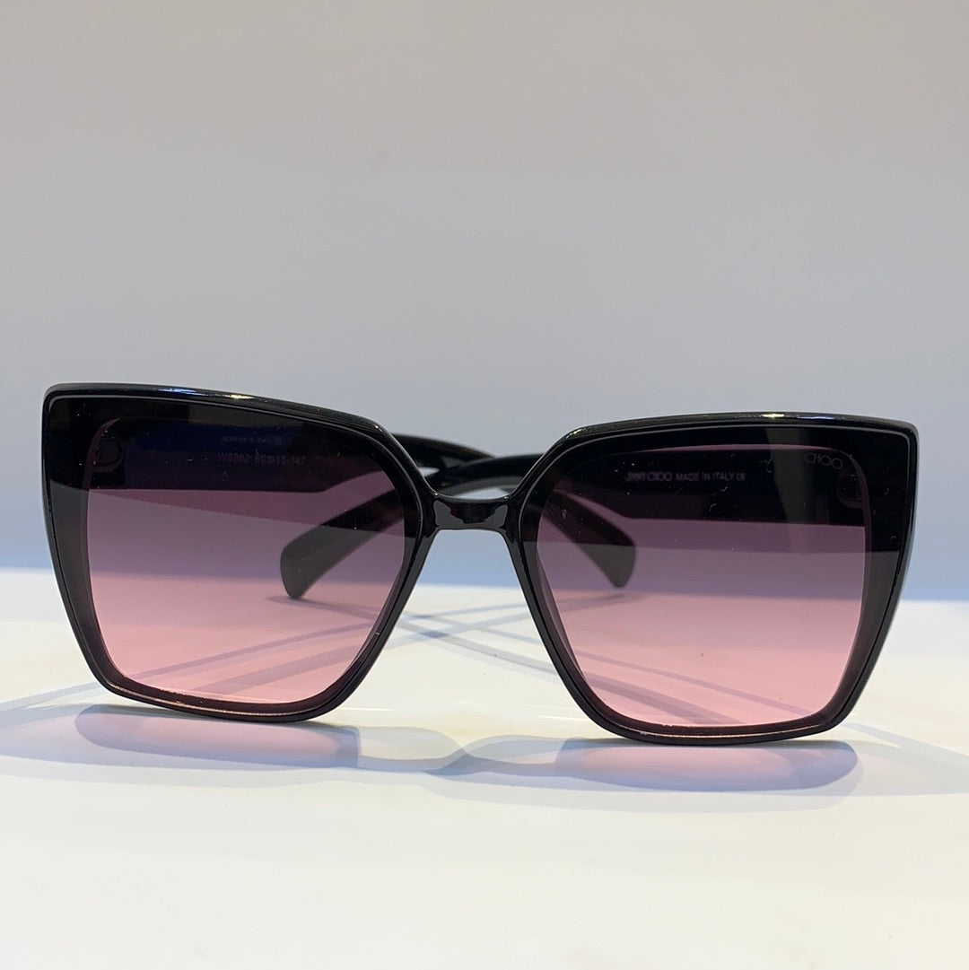 Mij Jim Glossy Black Frame Pink Shade Sunglass W900260 15-147