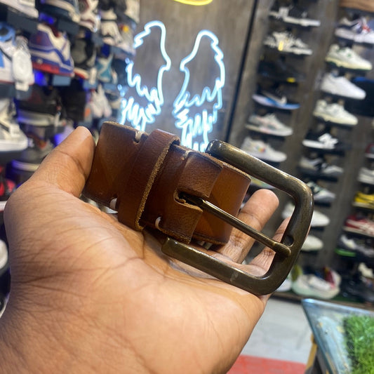 Brown Colour Sliver Grey Buckle Genuine Leather Surplus Men’s Belt 900401