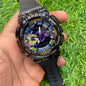 Oshg Black Strap Multi Glossy Colour Dial Sports Watch