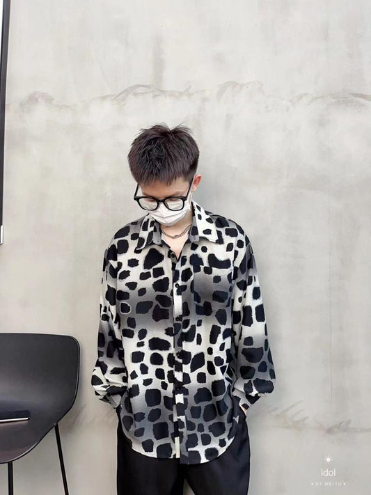 MIDOL  Black Colour With Black Spot Printed Premium Quality Shirt 6015