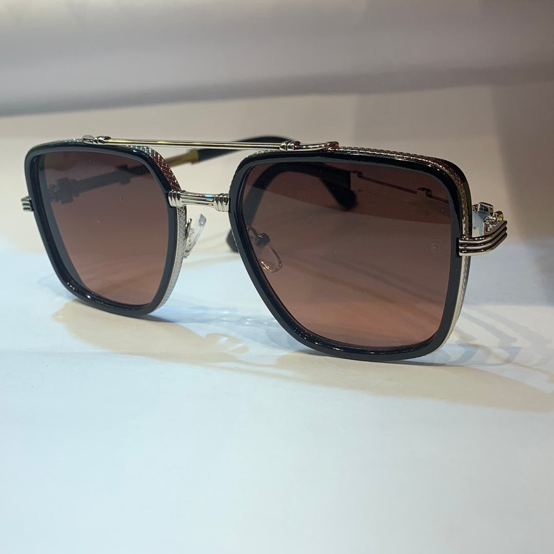 LAB Sliver Frame Brown Shade Unisex Branded Sunglasses H5592 C4 57 15-140
