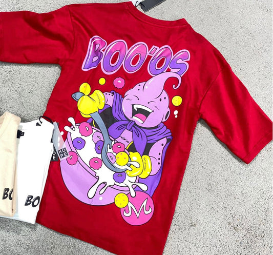 HOPE Red Colour With Boo’os Back Print Drop Shoulder TShirt 108566