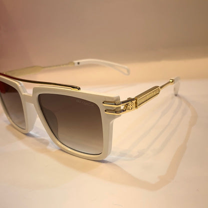 YAM White Gold Frame Brown Shade Unisex Sunglass LH035 53 18-145 UV400