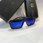 YAM Glossy Black Frame Black Blue Tined Glass Black Shade Polarized Unisex Branded Sunglasses 56602P C3 50 18-140