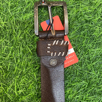 Tom Mot Brown Colour Sliver Buckle Genuine Leather Men’s Belt 9206