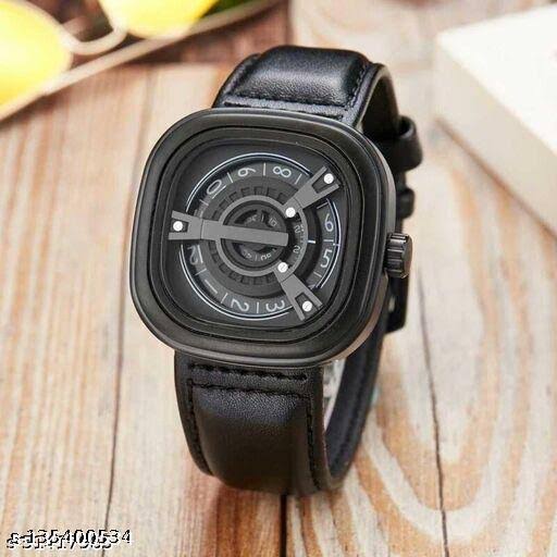 Ves Black Strap Square Dial Watch For Men