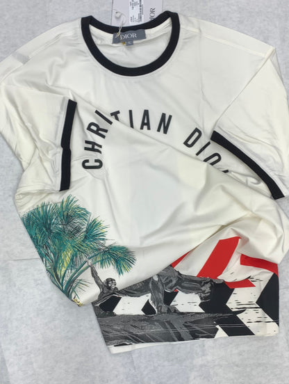 OID White Colour With Front Print Round Tshirt 50191