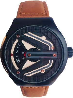 Ves Tan Strap Round Dial Watch For Men