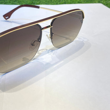 Gold Frame Printed Branded Luxury Sunglasses 2A359 58 15-124