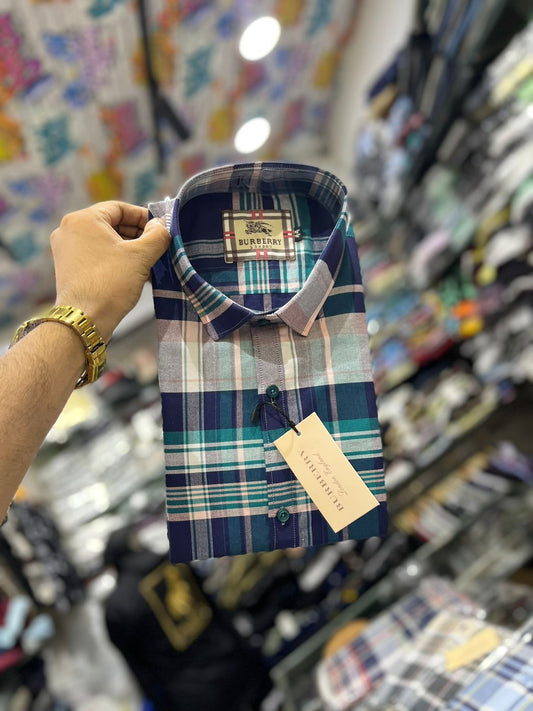 BUR RUB Check Formal Casual Shirt Cotton Men’s Wear Shirt