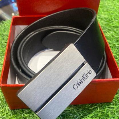 Kc Black Colour Sliver Buckle Genuine Leather Men’s Belt 9196