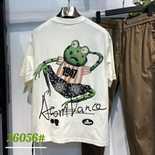 AWOM Dance Cream Colour With Front Back Embroidery Print Premium Quality Tshirt 26056