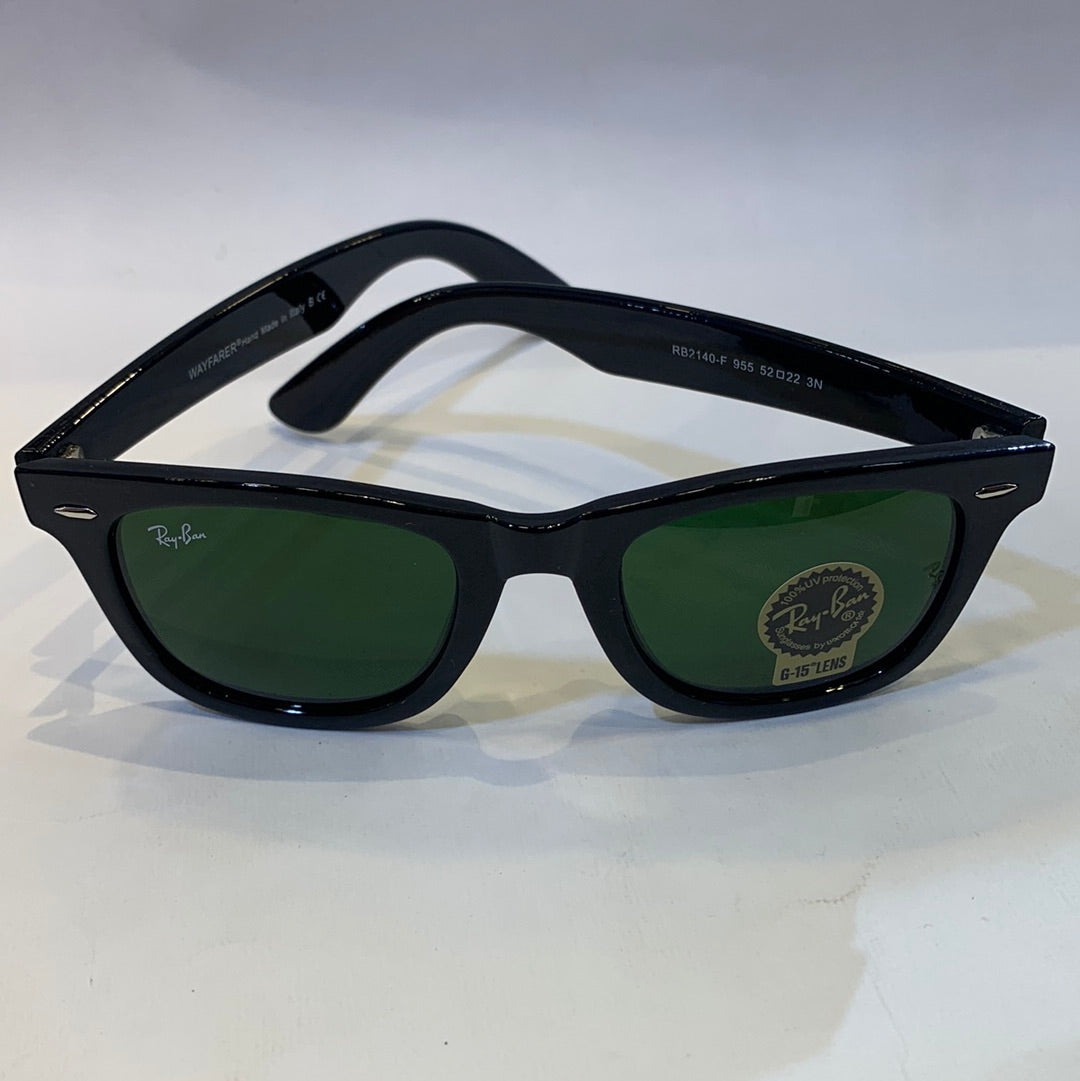 YAR RB Glossy Black Frame Green Shade Unisex Small Size Sunglasses RB2140-F 955 52 22 3N