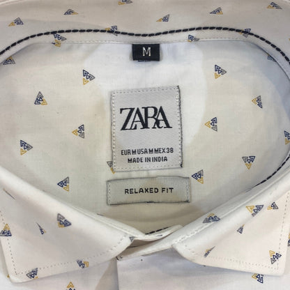 White Colour ZR Zar Raz With Print Relaxed Fit Branded Shirt 9101