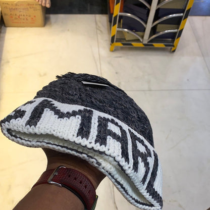 Black White Colour Bobble Hat And Woolly Hat Bobble Pumpum Unisex Cap Hats 9333