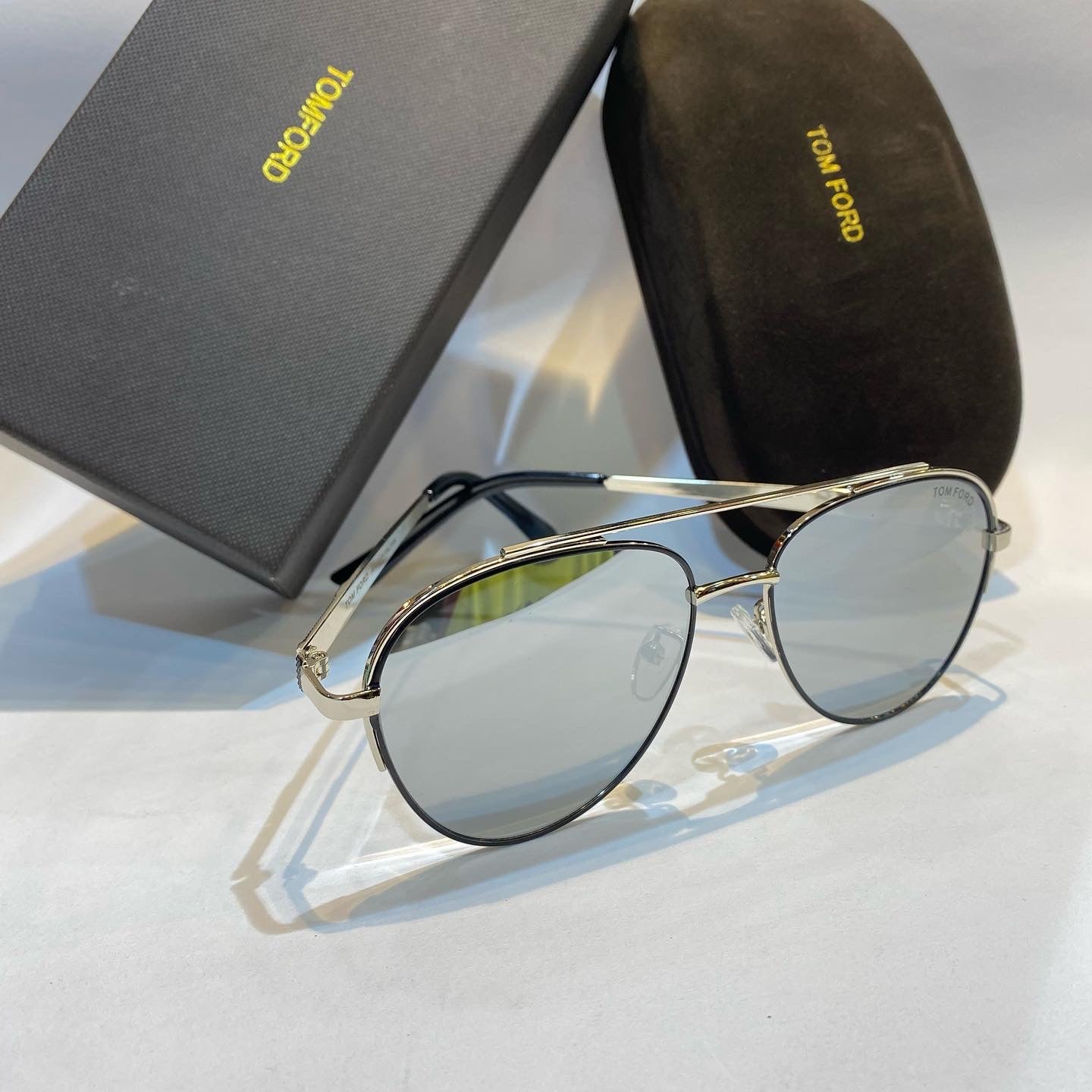 MOT Gold Frame Black Shade Unisex Branded Sunglasses