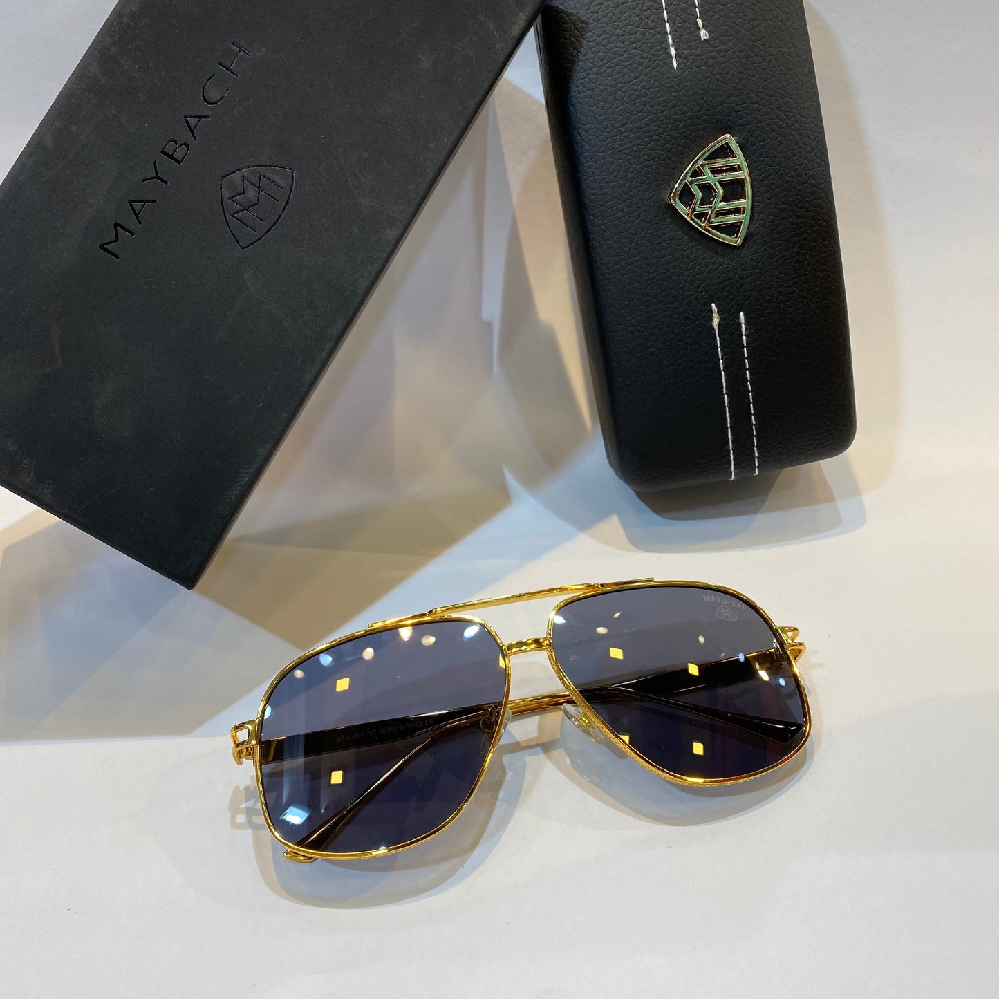 YAM Gold Frame Black Shade Unisex Branded Sunglasses 2183 65 15-145