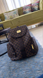 Brown Check Backpack for Unisex / Boys / Girls 018#