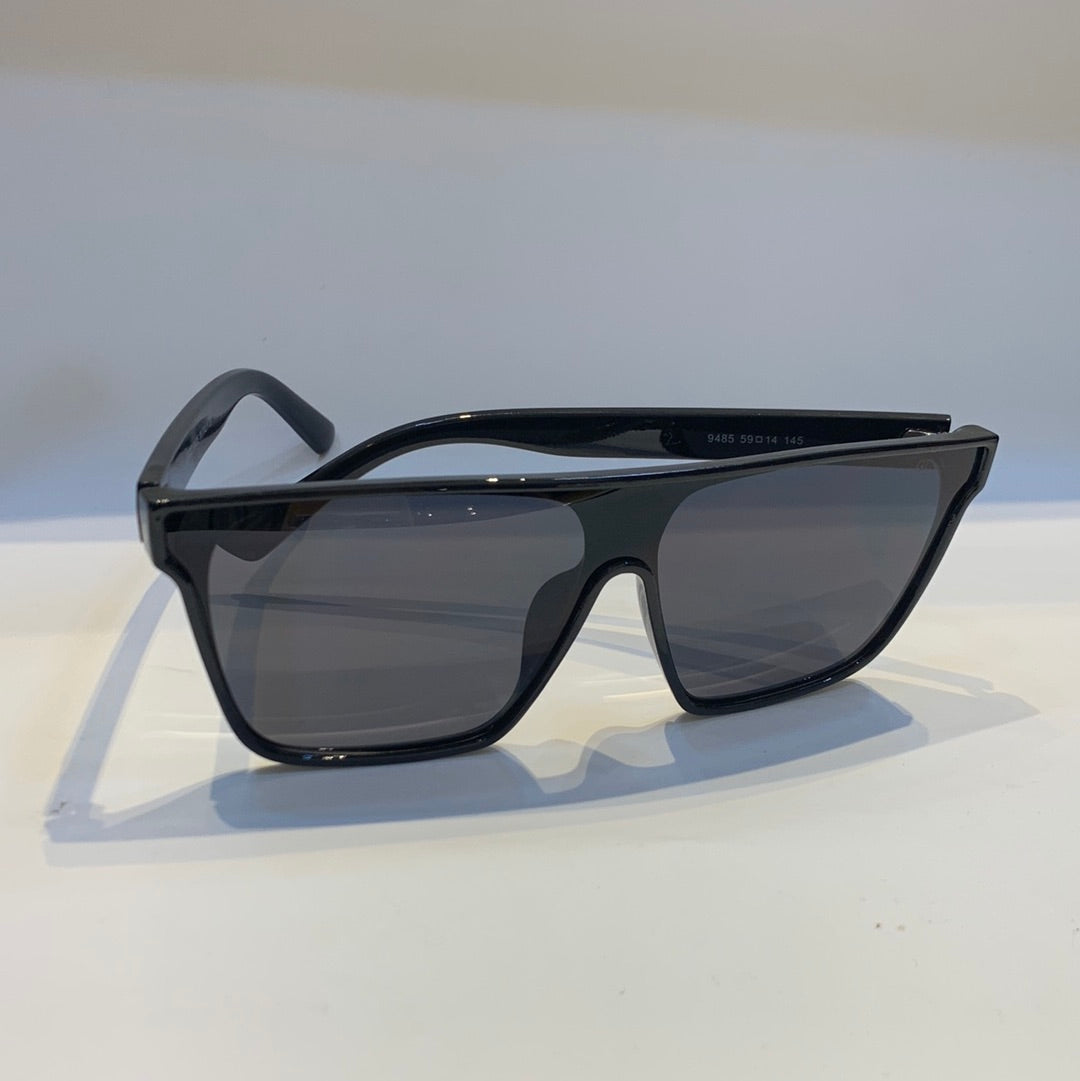 Cug Glossy Black Frame Black Shade Unisex Sunglass 9485 59 14 145
