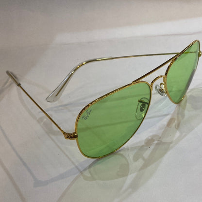 YAR RB Gold Frame Light Green Shade Unisex Aviator Sunglass RB 3026 62 14-135