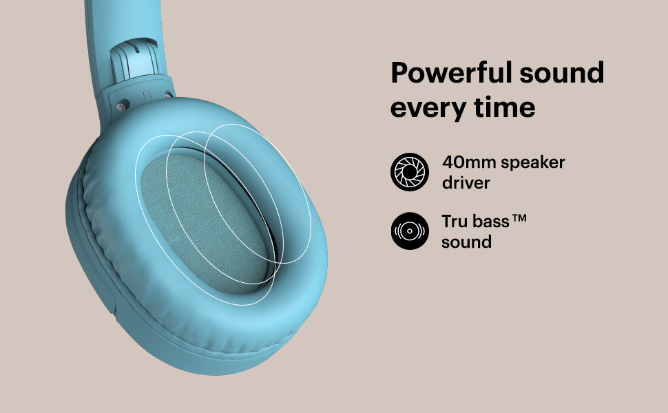 Noise One On-Ear Bluetooth Headphones with Mic, with 16 Hour Playtime