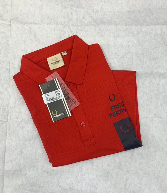 ERF FRE Red Colour With Back Print Lycra Fabric Collar Tshirt 50130