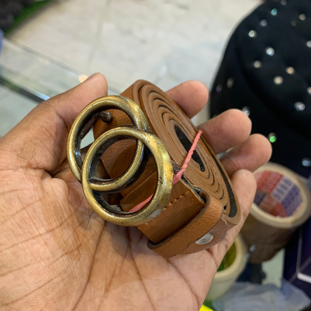 Tan Belt With Gold Buckle Ladies belt 12153