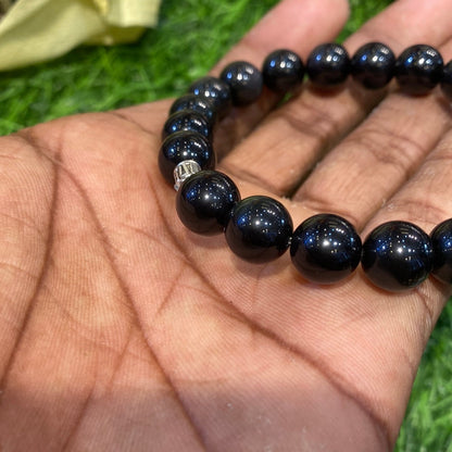 Black Obsidian Bracelet Natural Stone Beads Unisex Bracelets