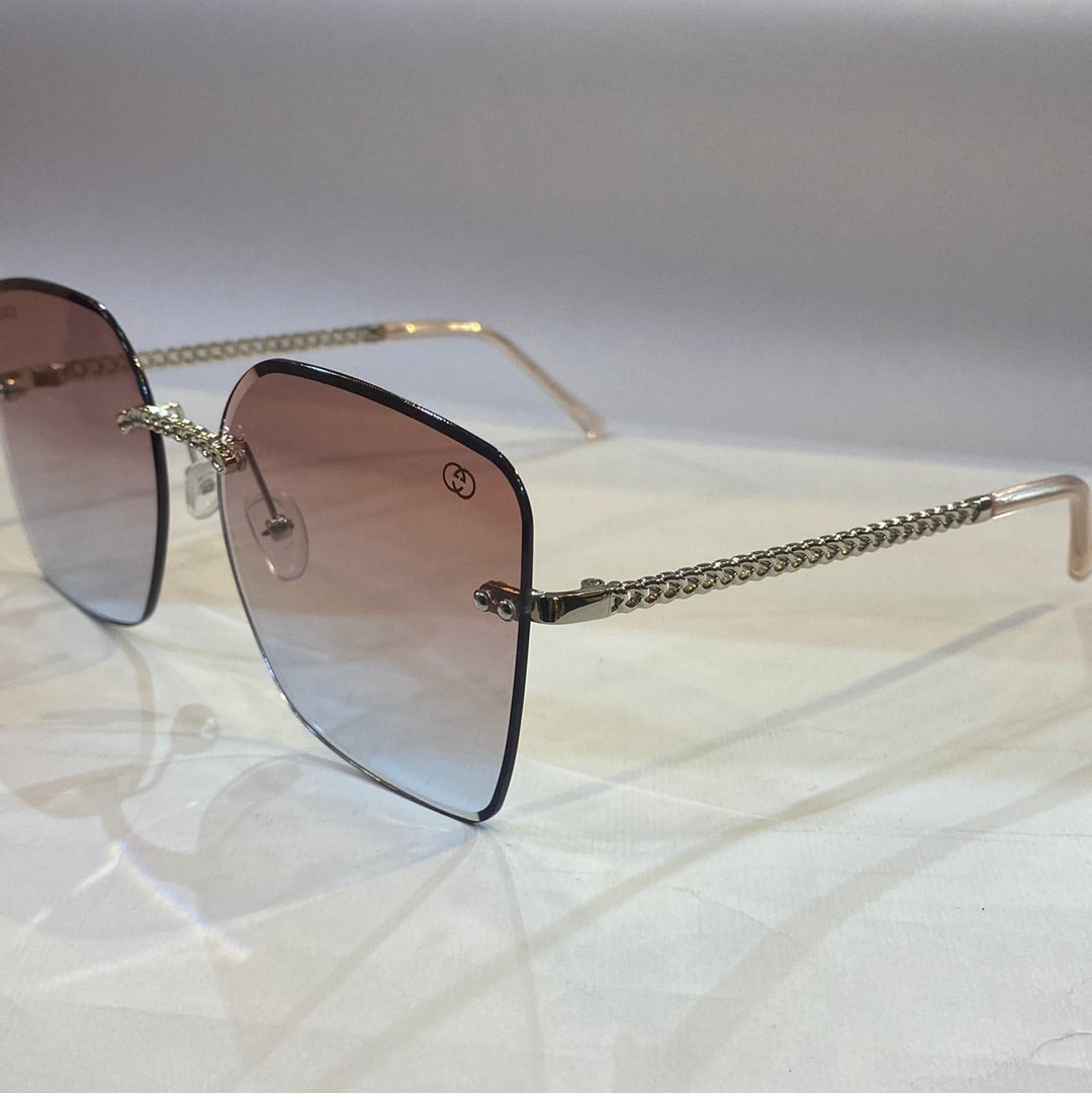 CUG Frameless Silver Stick Pink Blue Shade Sunglass 68122 61 17-145