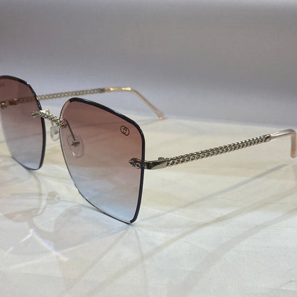 CUG Frameless Silver Stick Pink Blue Shade Sunglass 68122 61 17-145