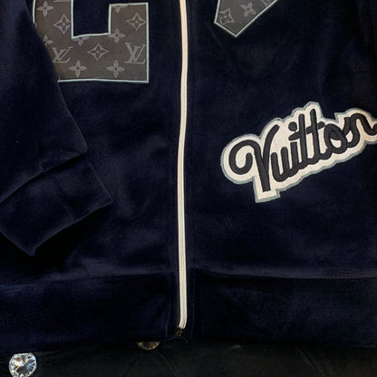 VL LOU UOL Navy Blue Colour VL Logo Loop Knit Fabric Imported Fabric Quality Versity Jacket 9397