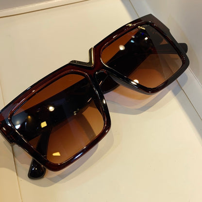 Brown Gold V Branded Wayfarer Luxury Sunglasses 32293 55 16-143