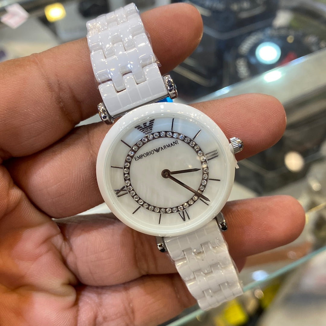 Mra White Chain White Silver  Dial Ceramica Ladies Watch 401903