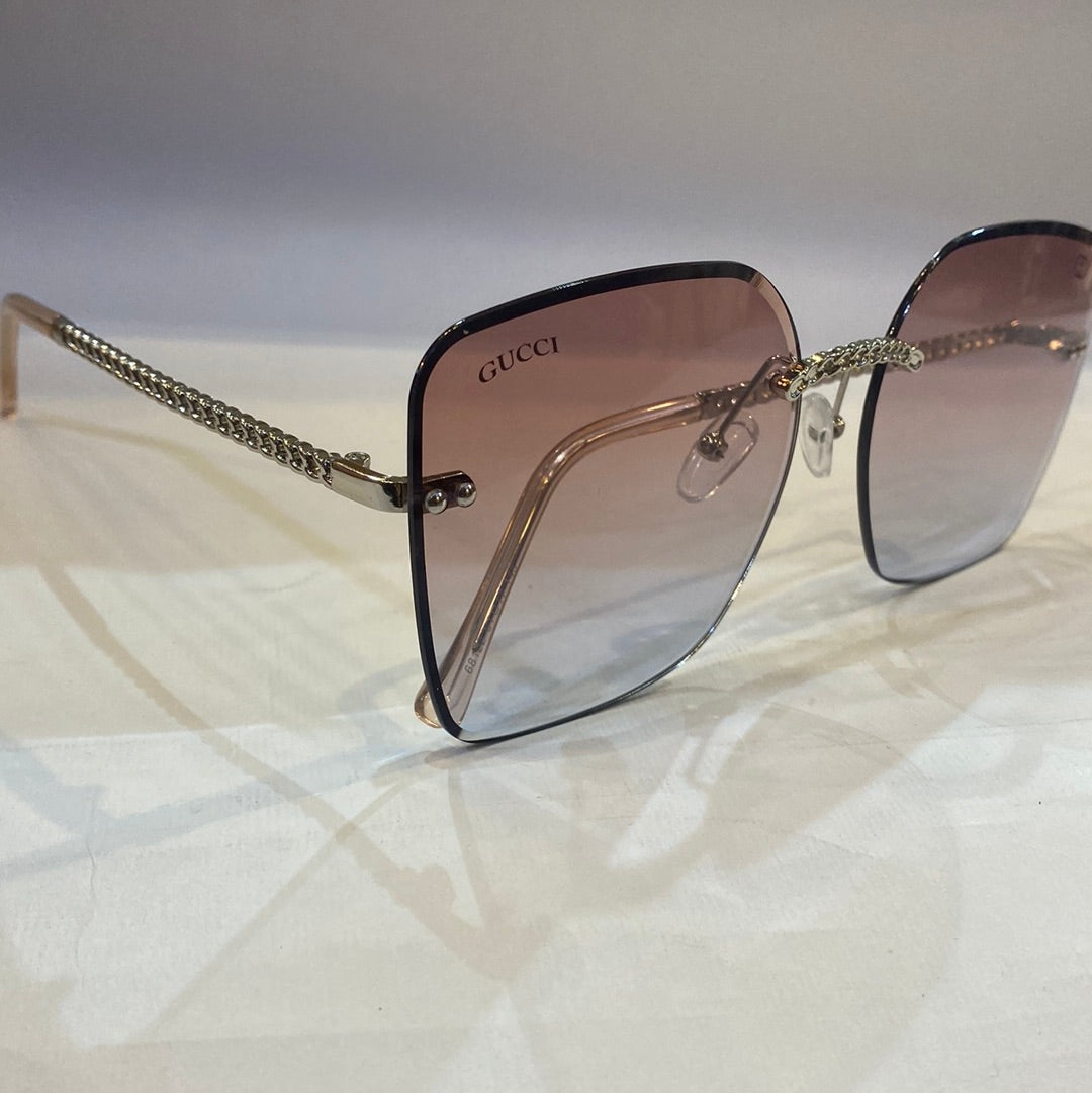 CUG Frameless Silver Stick Pink Blue Shade Sunglass 68122 61 17-145